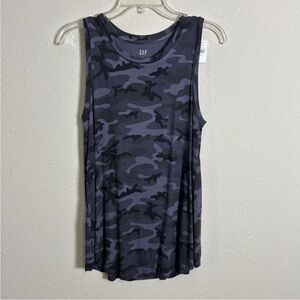 NWT Gap Luxe Knit Ribbed High Neck Pullover Tank Top Camouflage Women’s Small